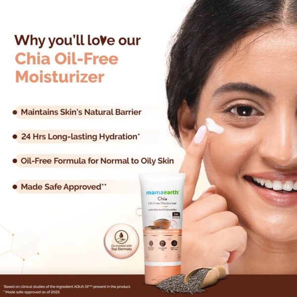 Mamaearth Chia Oil-Free Moisturizer with Chia Seed & Ceramides for Healthy Skin Barrier (80 g) - Mamaearth