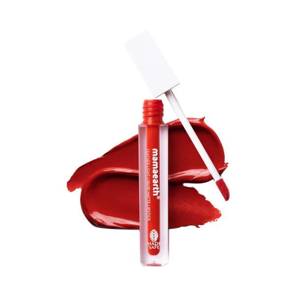 Mamaearth Feather Light Liquid Matte Lipstick With Coconut & Vitamin E - 08 Red Cranberry (3.5ml) - Mamaearth