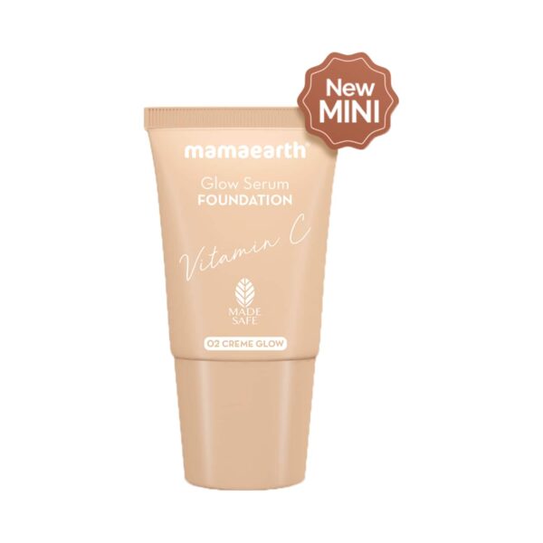 Mamaearth Glow Serum Foundation Mini Tube With Vitamin C & Turmeric - 02 Crème Glow (18ml) - Mamaearth