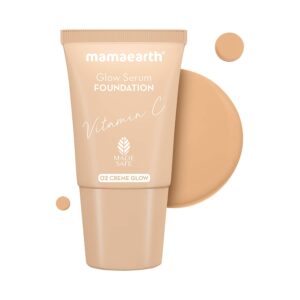 Mamaearth Glow Serum Foundation Mini Tube With Vitamin C & Turmeric - 02 Crème Glow (18ml) - Mamaearth