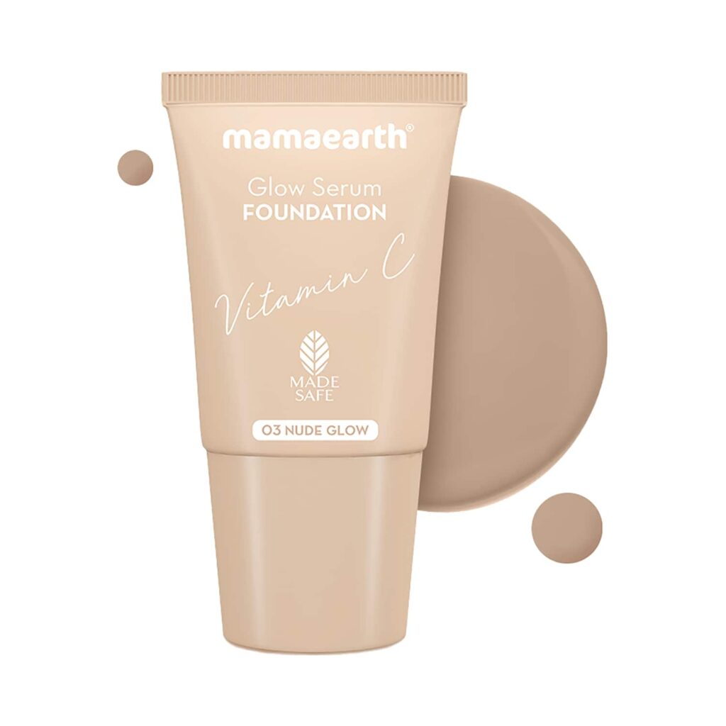 Mamaearth Glow Serum Foundation Mini Tube With Vitamin C & Turmeric - 03 Nude Glow (18ml) - Mamaearth