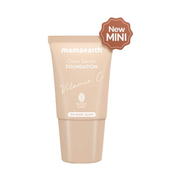 Mamaearth Glow Serum Foundation Mini Tube With Vitamin C & Turmeric - 03 Nude Glow (18ml) - Mamaearth