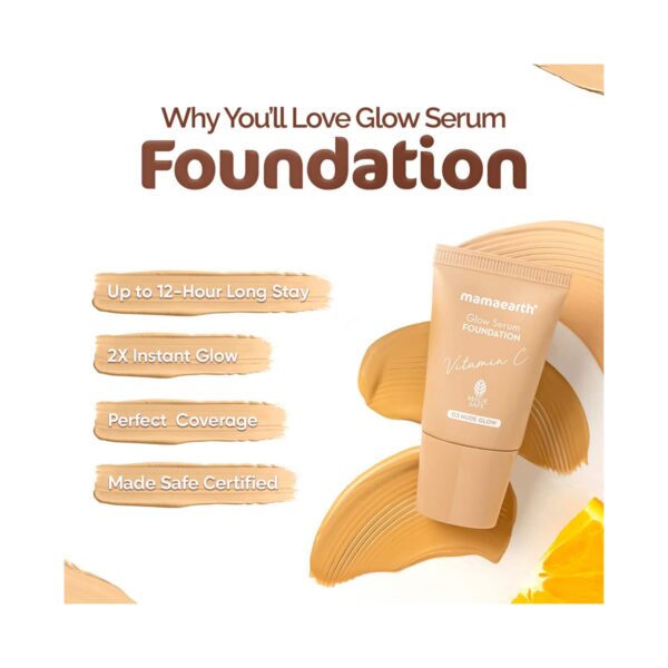 Mamaearth Glow Serum Foundation Mini Tube With Vitamin C & Turmeric - 03 Nude Glow (18ml) - Mamaearth