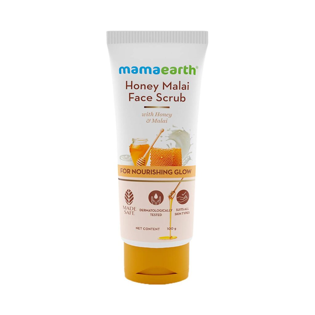 Mamaearth Honey Malai Face Scrub For Nourishing Glow (100g) - Mamaearth