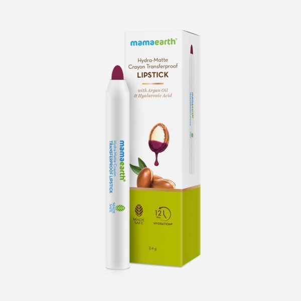 Mamaearth Hydra-Matte Crayon Transferproof Lipstick - 04 Passion Fruit Wine (2.4g) - Mamaearth