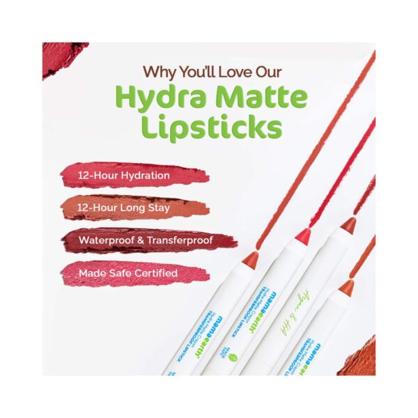 Mamaearth Hydra-Matte Crayon Transferproof Lipstick - 07 Raspberry Red (2.4g) - Mamaearth