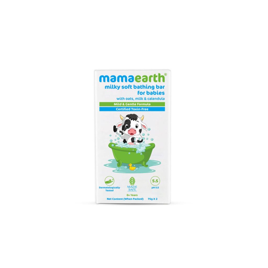 Mamaearth Milky Soft Bathing Bar For Babies With Oats Milk & Calendula - (2Pcs) - Mamaearth