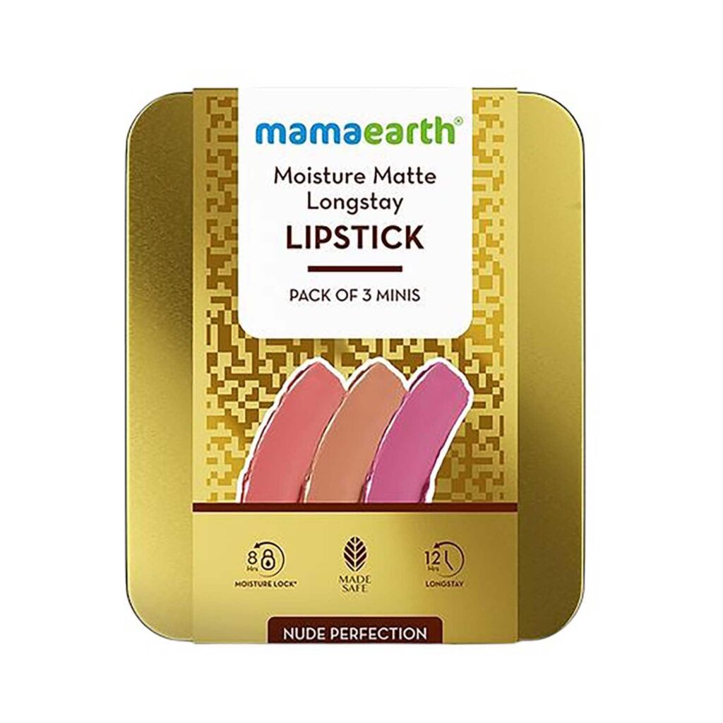 Mamaearth Moisture Matte Long Stay Lipstick Gift Set - Nude Perfection (3 pcs) - Mamaearth
