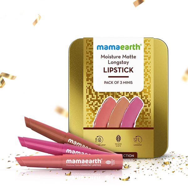 Mamaearth Moisture Matte Long Stay Lipstick Gift Set - Nude Perfection (3 pcs) - Mamaearth