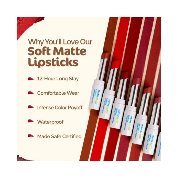 Mamaearth Moisture Soft Matte Longstay Lipstick - 01 Mocha Brown (3.5g) - Mamaearth