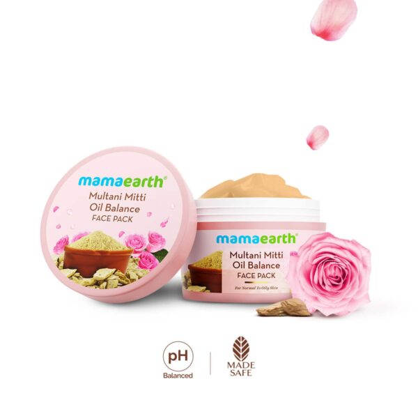 Mamaearth Multani Mitti Oil Balance Face Pack Multani Mitti & Bulgarian Rose (200 g) - Mamaearth