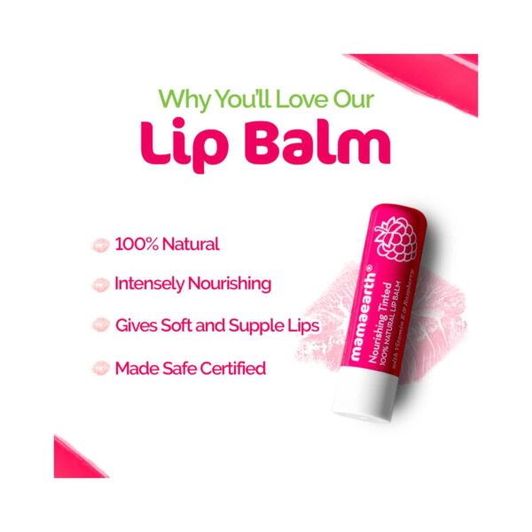 Mamaearth Nourishing Tinted 100% Natural Lip Balm - Raspberry (4g) - Mamaearth