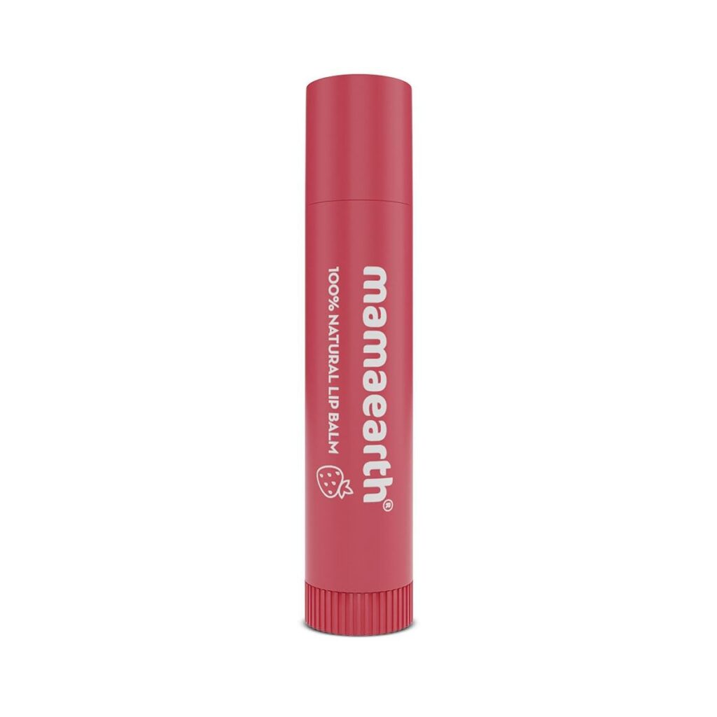 Mamaearth Nourishing Tinted 100% Natural Lip Balm With Vitamin E And Strawberry - 4 G|12-Hour Moisturization|Naturally Red Lips|For Dry&Chapped Lips|Natural Tint|Brightens...