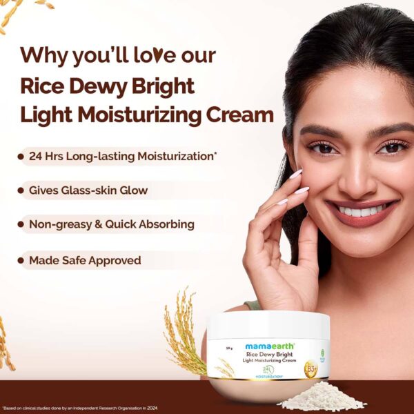 Mamaearth Rice Dewy Bright Light Moisturizing Cream (50 g) - Mamaearth