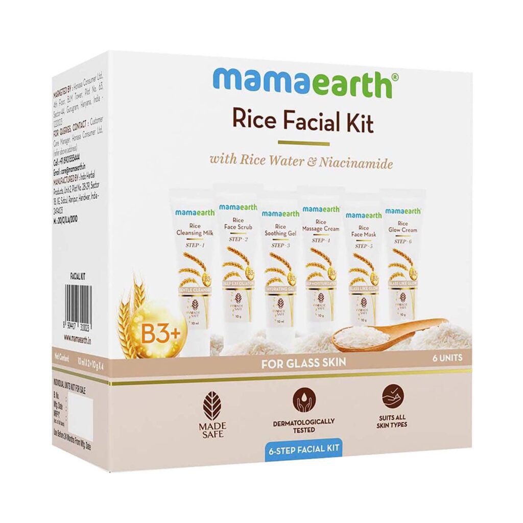 Mamaearth Rice Facial Kit With Rice Water & Niacinamide For Glass Skin - (6 pcs) - Mamaearth