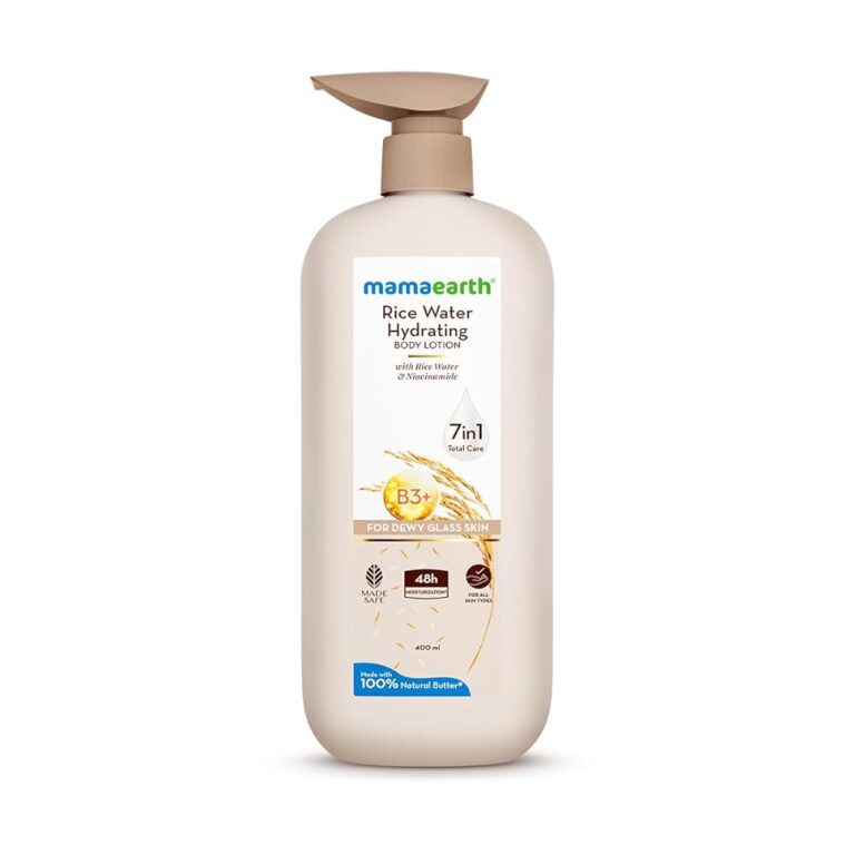 Mamaearth Rice Water Hydrating Body Lotion with Rice Water & Niacinamide for Dewy Glass Skin | 48 Hrs Moisturization | Nourishes Skin | 7in1 Total Care | 100% Natural Butter |...