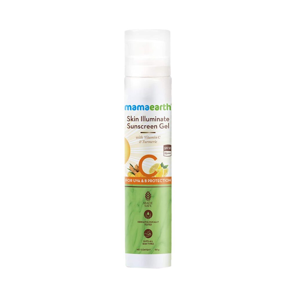 Mamaearth Skin Illuminate Sunscreen With SPF 50 Gel With Vitamin C & Turmeric (50g) - Mamaearth