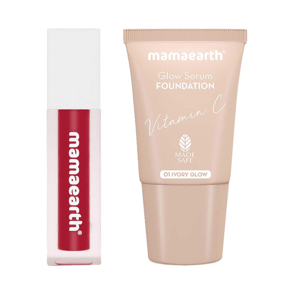 Mamaearth Travel Essential Duo (Light Liquid Matte Mini Lipstick + Glow Serum Foundation Mini) Combo - Mamaearth