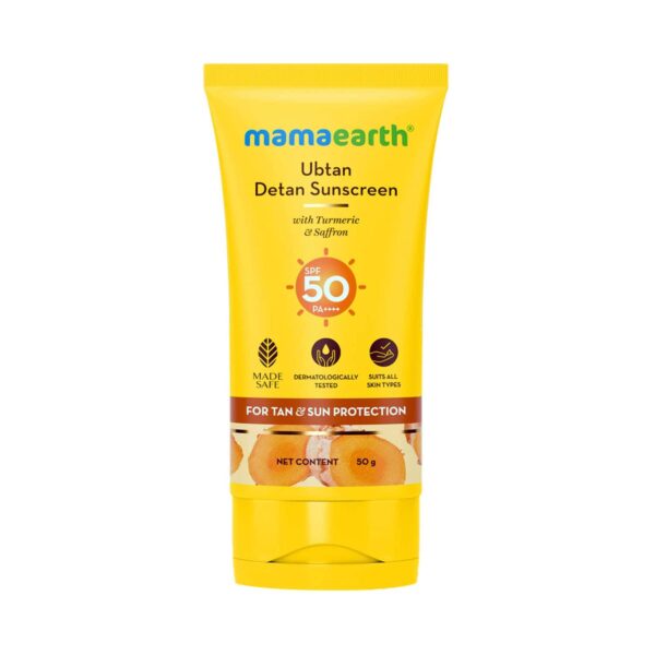 Mamaearth Ubtan Detan Sunscreen With SPF 50 PA ++++ (50 g) - Mamaearth