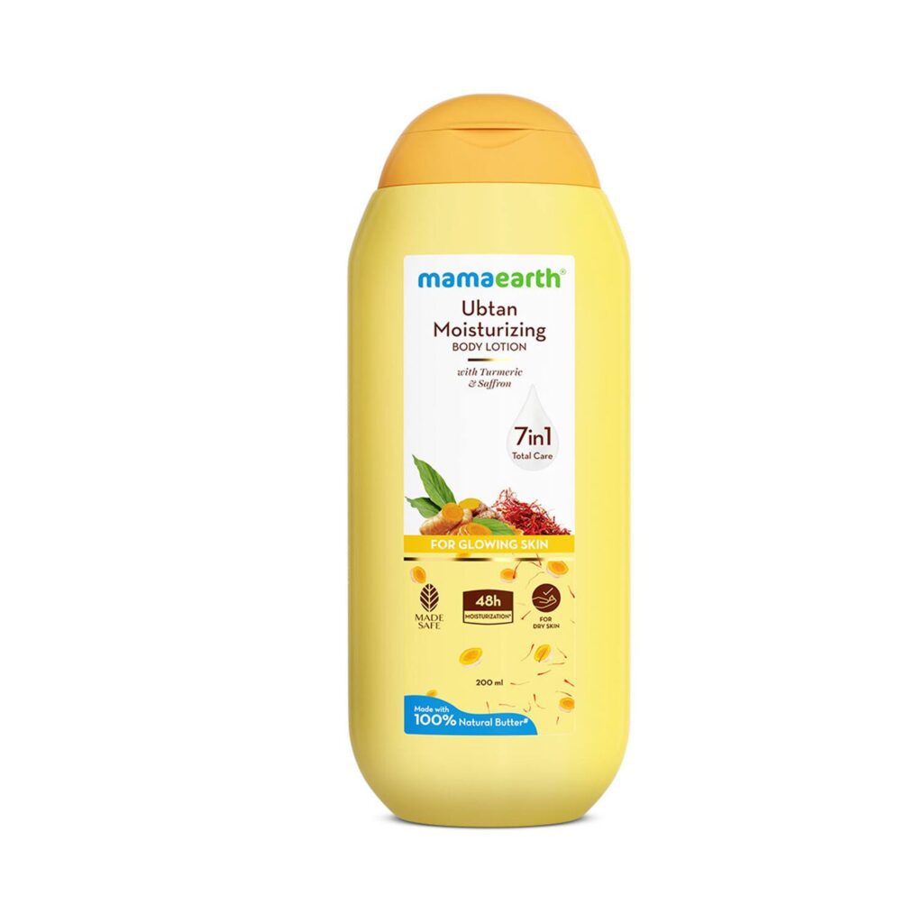 Mamaearth Ubtan Moisturizing Body Lotion with Turmeric & Saffron for Glowing Skin (200 ml) - Mamaearth