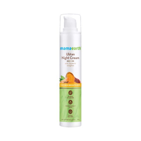 Mamaearth Ubtan Night Cream With Turmeric & Saffron For Skin Brightening (50g) - Mamaearth