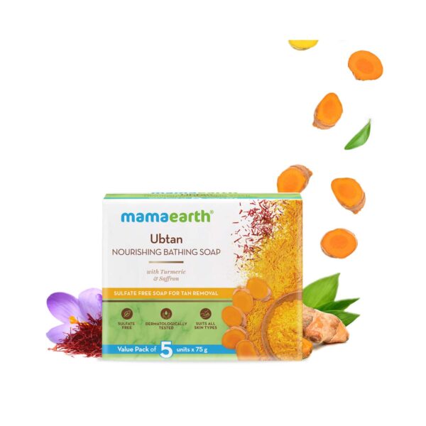 Mamaearth Ubtan Nourishing Bathing Soap With Turmeric & Saffron Set - (5Pcs) - Mamaearth