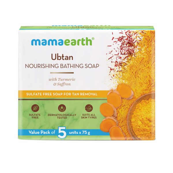Mamaearth Ubtan Nourishing Bathing Soap With Turmeric & Saffron Set - (5Pcs) - Mamaearth
