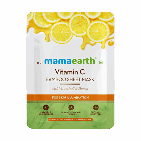 Mamaearth Vitamin C Bamboo Sheet Mask with Vitamin C & Honey (25g) - Mamaearth