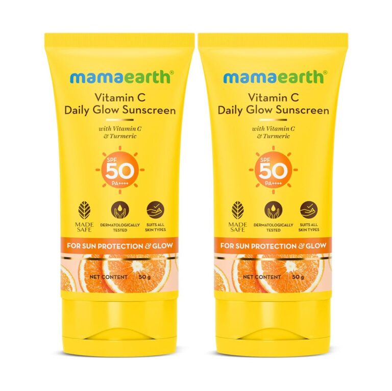 Mamaearth Vitamin C Daily Glow Sunscreen with Vitamin C & Turmeric | For Sun Protection, Tan Protection & Glow | SPF 50 & PA++++ Protection | No White Cast | Lightweight &...