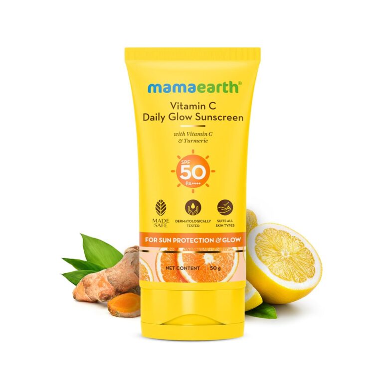 Mamaearth Vitamin C Daily Glow Sunscreen with Vitamin C & Turmeric | For Sun Protection, Tan Protection & Glow | SPF 50 & PA++++ Protection | No White Cast | Lightweight &...