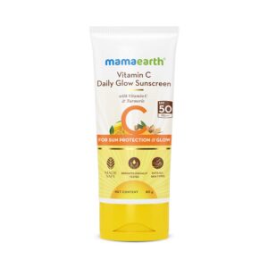 Mamaearth Vitamin C Daily Glow Sunscreen with Vitamin C & Turmeric for Tan Protection (80g) - Mamaearth