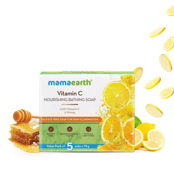 Mamaearth Vitamin C Nourishing Bathing Soap, Pack of 5 (75g Each) - Mamaearth