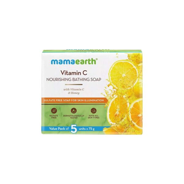 Mamaearth Vitamin C Nourishing Bathing Soap, Pack of 5 (75g Each) - Mamaearth
