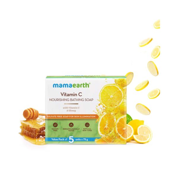Mamaearth Vitamin C Nourishing Bathing Soap With Vitamin C & Honey- (5Pcs) - Mamaearth