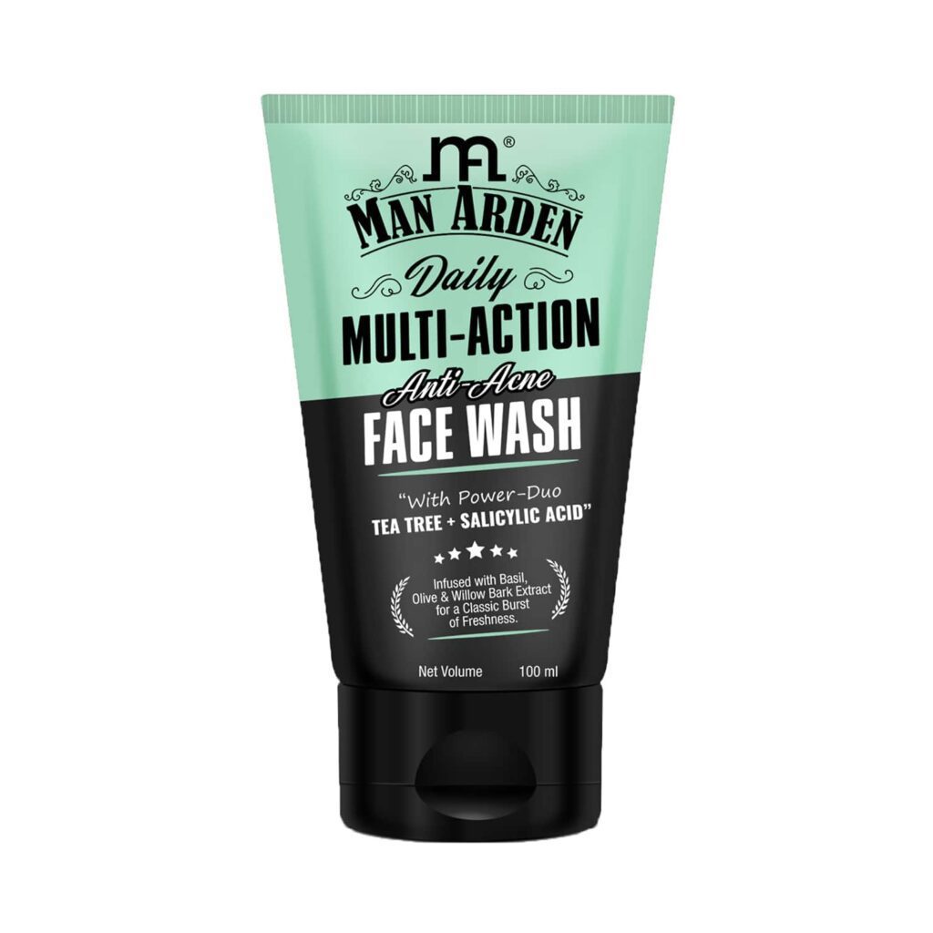 Man Arden Daily Multi-Action Anti-Acne Face Wash For Oily Skin With Power Duo Tea Tree & Salicylic Acid 1% (100ml) - Man Arden