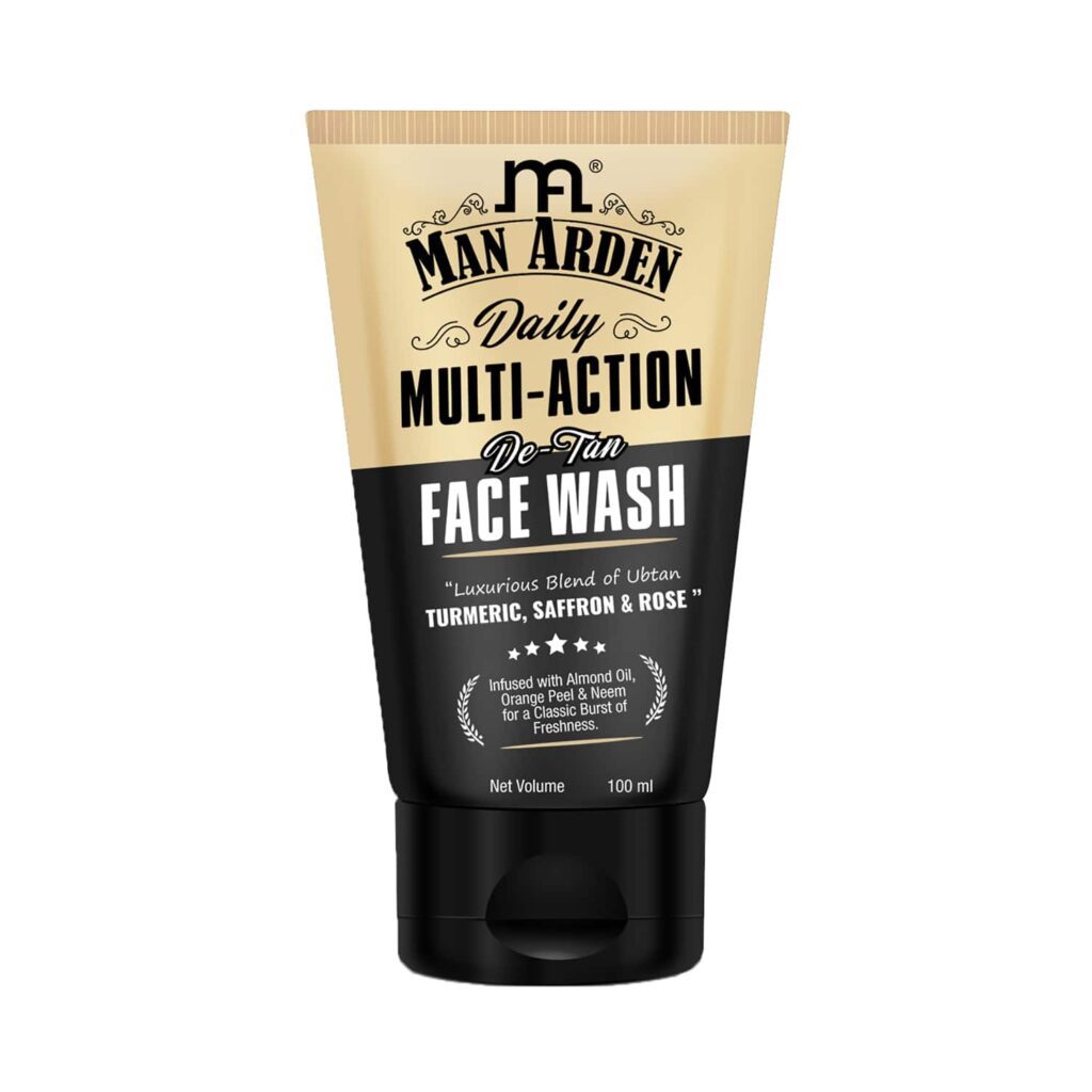 Man Arden Daily Multi-Action De-Tan Face Wash With Luxurious Blend Of Ubtan Turmeric, Saffron & Rose (100ml) - Man Arden