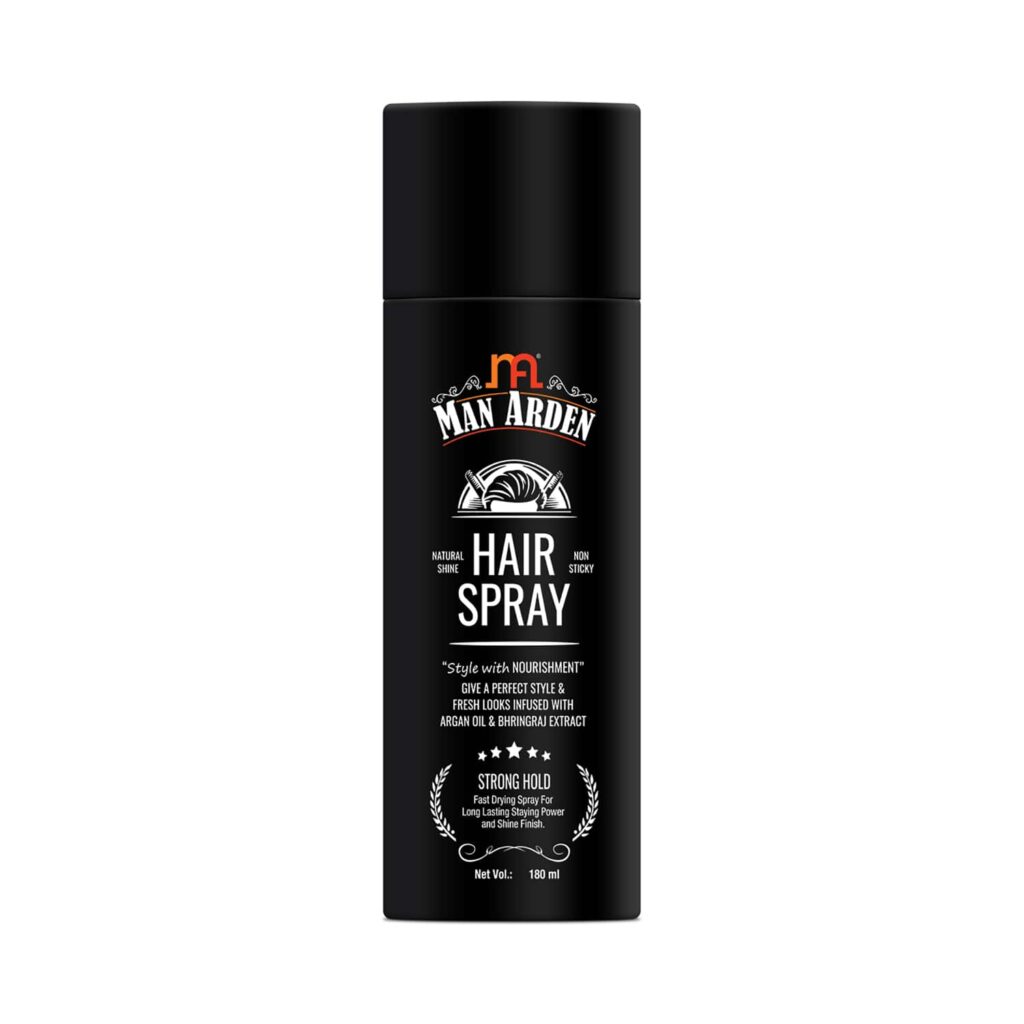 Man Arden Hair Spray Strong Hold, Styling, Nourishment With Argan Oil & Bhringraj (180ml) - Man Arden