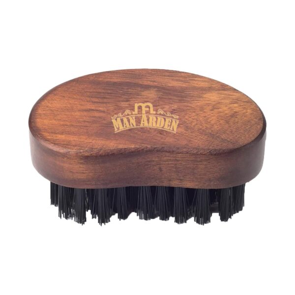Man Arden Pocket Size Beard Brush With Hand Crafted Premium Wood Handle With Premium Faux Leather Pouch - Brown - Man Arden