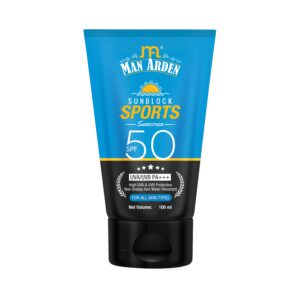 Man Arden Sun Block Sports Sunscreen SPF 50 UVA/UVB PA+++ With Non Greasy And Water Resistant (100ml) - Man Arden