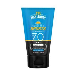 Man Arden Sun Block Sports Sunscreen SPF 70 UVA/UVB PA+++ With Non Greasy And Water Resistant (100ml) - Man Arden