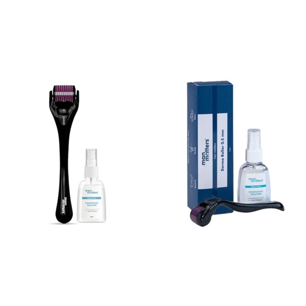 Man Matters 1.00 mm Derma Roller with Disinfectant | With 540 Titanium Alloy Needles | Promotes Bea,Man Matters Derma Roller with Disinfectant | 540 Micro 0.5mm Titanium Alloy...