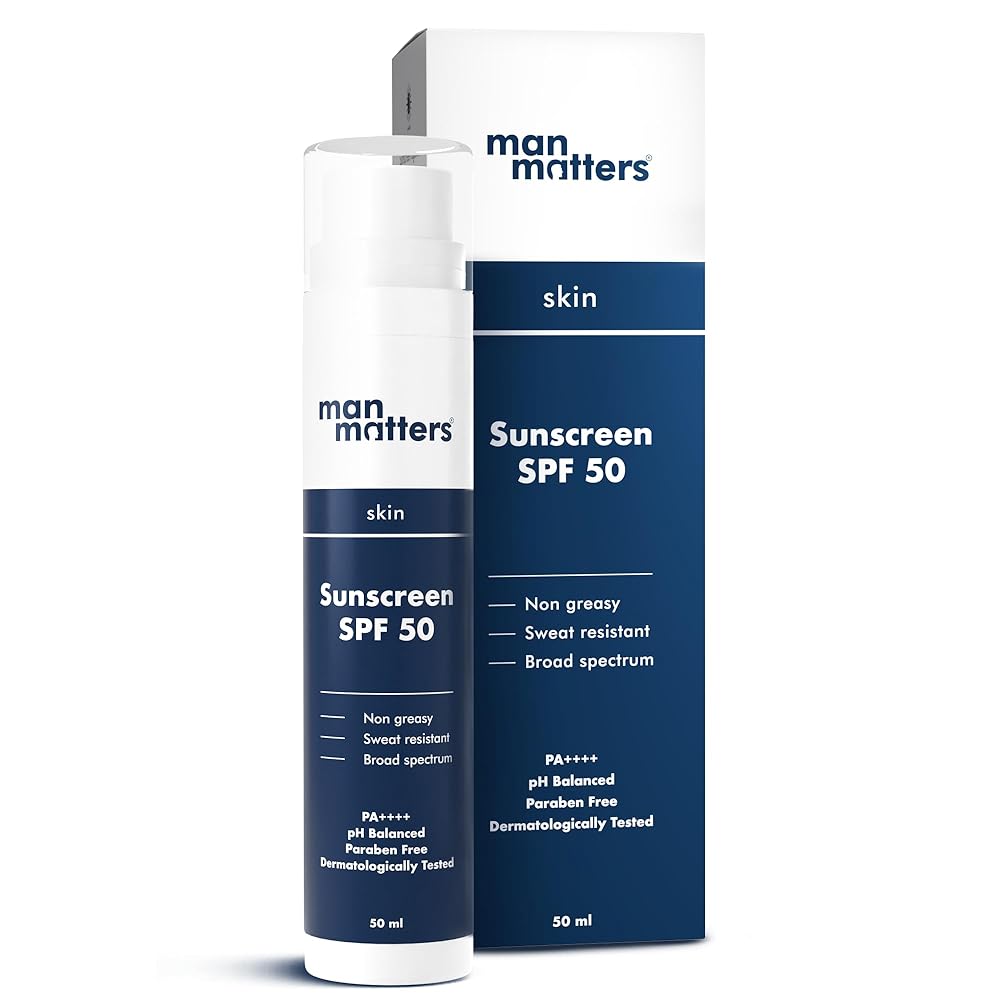 Man Matters Probiotic Sunscreen SPF 50 PA++++ 50ml | SunCat MTA Technology | Sweat Resistant & Broad Spectrum Protection | Centella, Rice Water & Niacinamide | Non Greasy, 0...