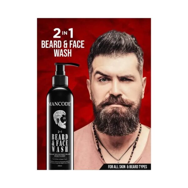 Mancode 2-In-1 Beard & Face Wash - (200ml) - Mancode