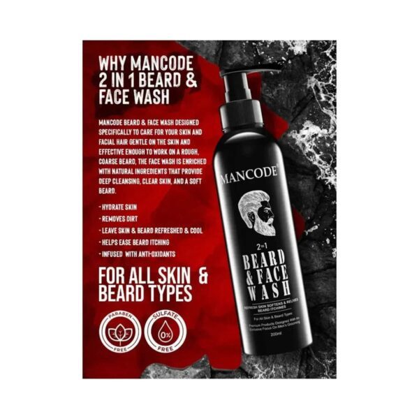 Mancode 2-In-1 Beard & Face Wash - (200ml) - Mancode