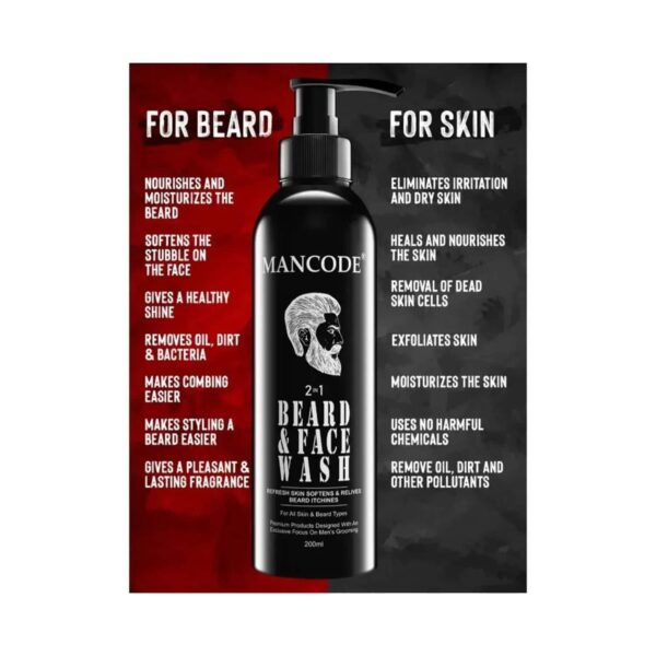 Mancode 2-In-1 Beard & Face Wash - (200ml) - Mancode