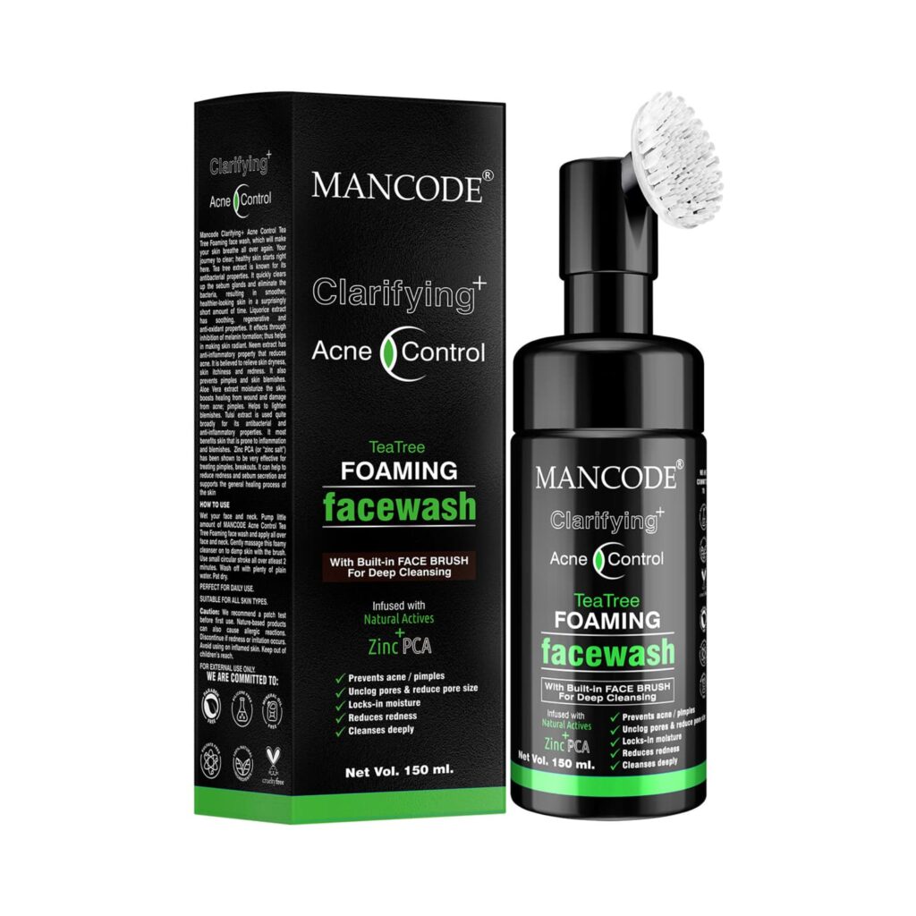 Mancode Acne Control Tea Tree Foaming Face Wash (150ml) - Mancode