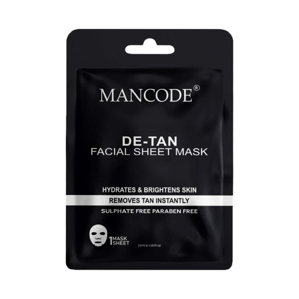 Mancode De-Tan Facial Sheet Mask For All Skin Types (25 ml) - Mancode