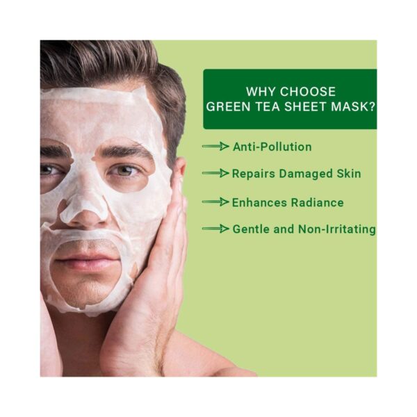 Mancode Green Tea Facial Sheet Mask For All Skin Types (25 ml) - Mancode