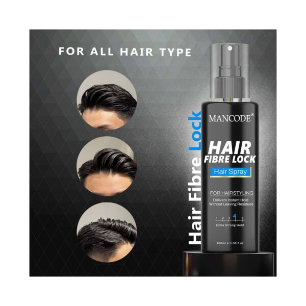 Mancode Hair Fibre Lock Lightweight Hair Spray For Hair Styling Delivers Instant Hold (100 ml) - Mancode