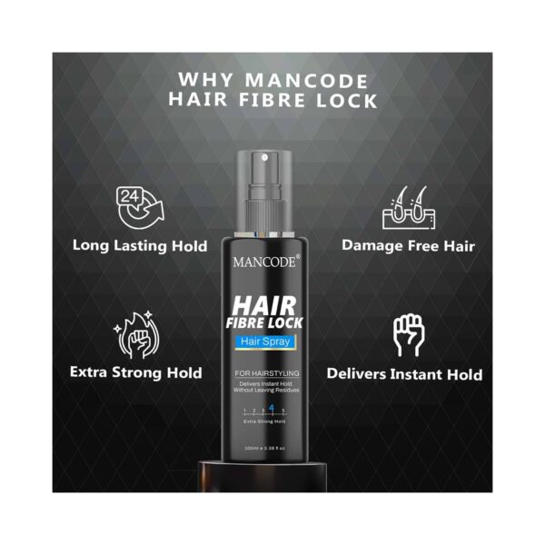 Mancode Hair Fibre Lock Lightweight Hair Spray For Hair Styling Delivers Instant Hold (100 ml) - Mancode